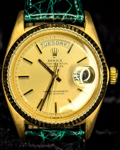 1972 (3.1 Mil Serial) Rolex Day-Date 36MM Champagne Dial Aftermarket Leather Strap (1803)