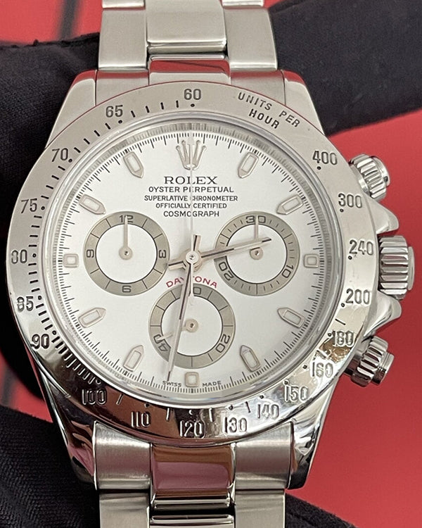 2002 (Y Serial) Rolex Cosmograph Daytona 40MM White Dial Steel Oyster Bracelet (116520)