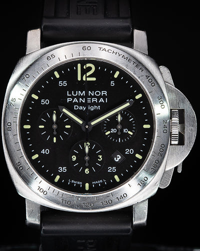 2009 Panerai Luminor Chrono Daylight 44MM Black Dial Rubber Strap (PAM00250)