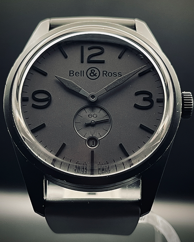 No Reserve - Bell & Ross Vintage 41MM Black Dial Rubber Strap (BR123-95-SC)