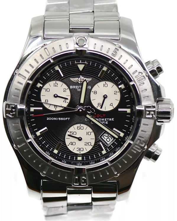 Breitling Colt Chronograph 41MM Quartz Black Dial Steel Bracelet (A73380)