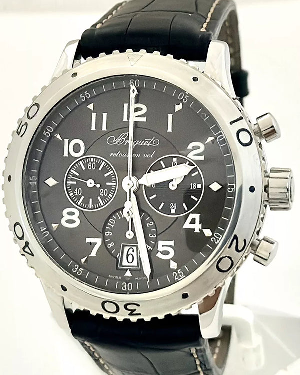 2007 Breguet Type XXI Flyback Chronograph 42MM Black Dial Leather Strap (3810ST)