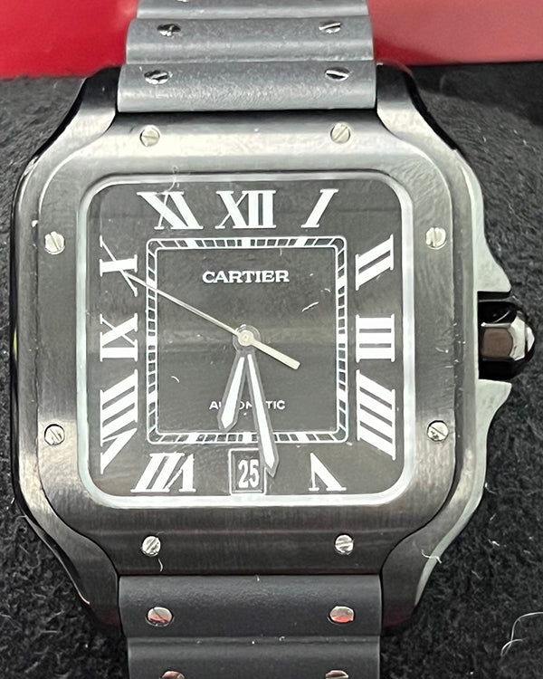 2022 Cartier Santos De Cartier 39.8MM Black Dial Rubber Strap (WSSA0039)