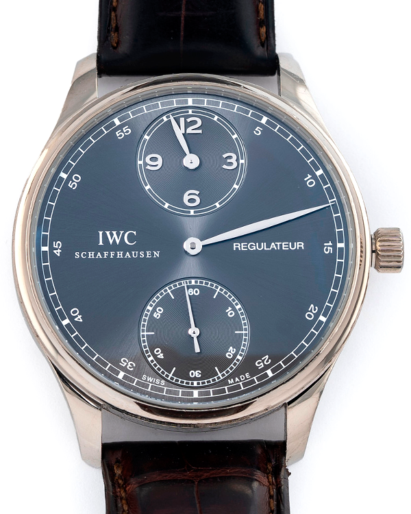 2008 IWC Portuguese Regulateur 43MM 18k White Gold Rhodium Dial Leather Strap (IW544404)