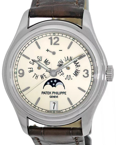 Patek Philippe Annual Calendar Moonphase 39MM Cream Dial Leather Strap (5146G-001)