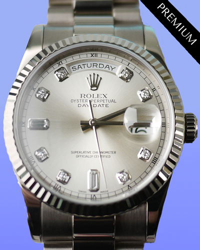 Rolex Day-Date 36MM Silver Dial White Gold President Bracelet (118239)