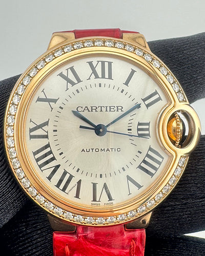 2021 Cartier Ballon Bleu De Cartier 33MM Silver Dial Leather Strap (WJBB0033)