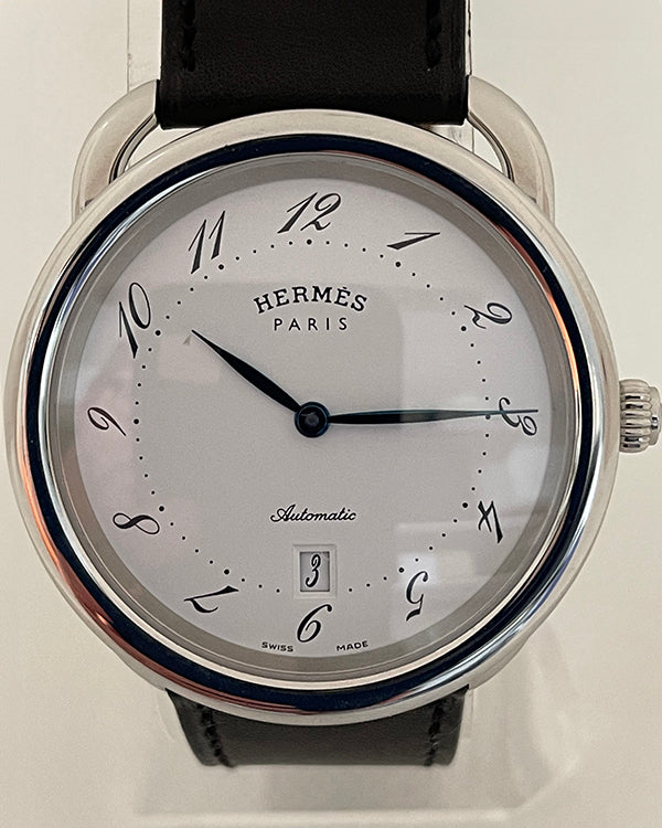 Hermès Arceau 40MM White Dial Leather Strap (AR7.710)