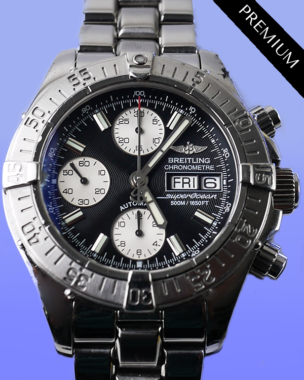 No Reserve - Breitling Superocean Chronograph II 42MM Black Dial Steel Bracelet (A13340)