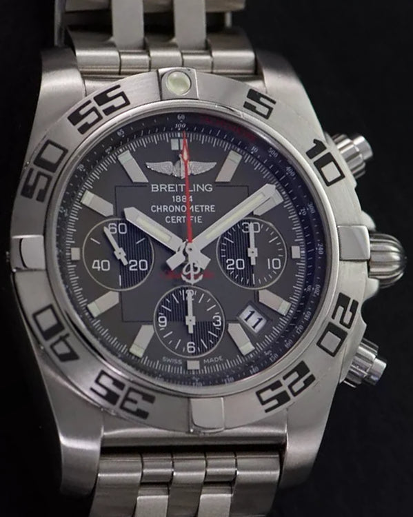 Breitling Chronomat 44MM Black Dial Steel Bracelet (AB0116)