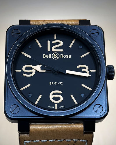 2010 Bell & Ross BR 01 46MM Black Dial Leather Strap (BR01-92-S)