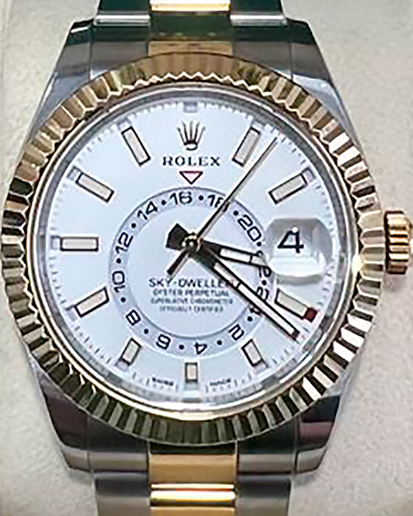 2020 Rolex Sky-Dweller Yellow Gold and Oystersteel White Dial (326933)