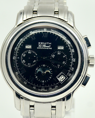 Zenith El Primero Chronomaster Moonphase 40MM Black Dial Steel Bracelet (03.1240.4001)