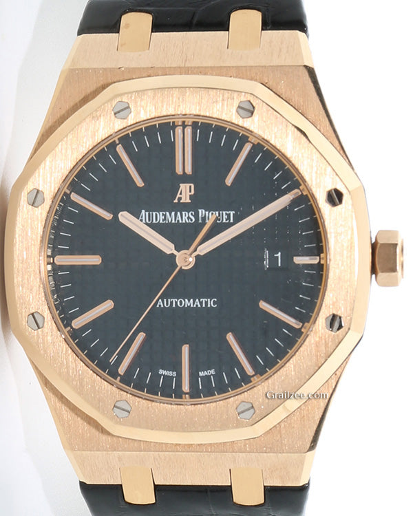 Audemars Piguet Royal Oak 41MM Black Dial Leather Strap (15400OR.OO.D002CR.01)