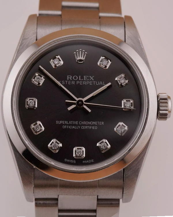 Rolex Oyster Perpetual 31MM Aftermarket Black Dial Steel Bracelet (77080)