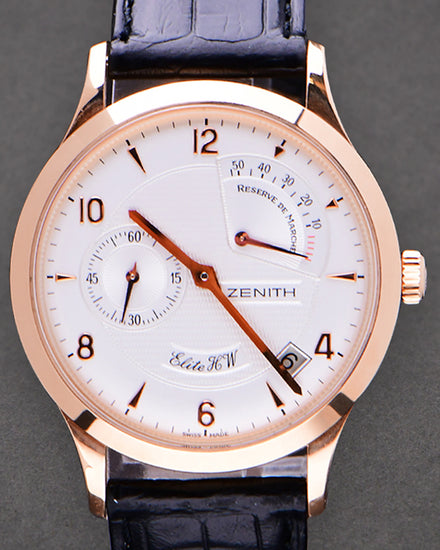 Zenith Elite 37MM Silver Dial Leather Strap (17.1125.655/01)