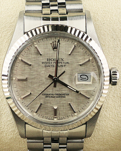 1988 (R Serial) Rolex Datejust 36MM Silver Linen Dial Jubilee Bracelet (16014)