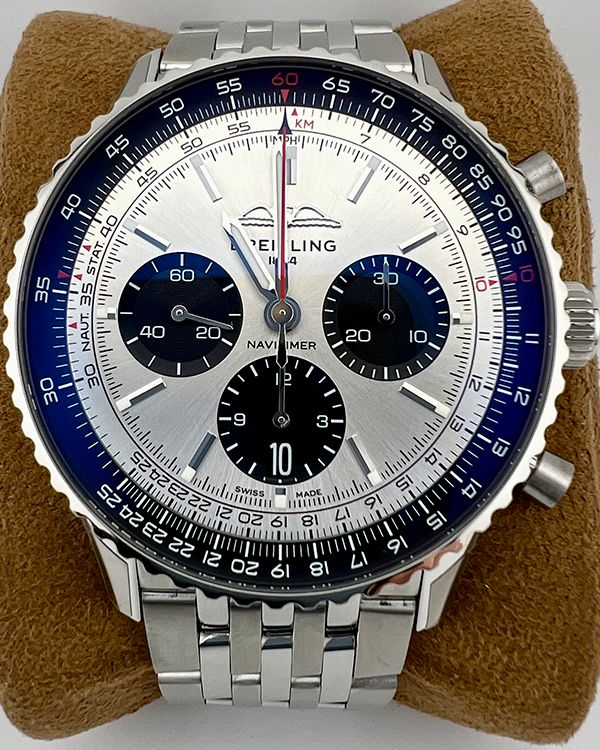 2023 Breitling Navitimer 1 B01 Chronograph 43MM Silver Dial Steel Bracelet (AB0138)