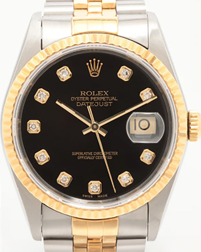 Rolex Datejust 36MM Aftermarket Black Dial Two-Tone Jubilee Bracelet (16233G)