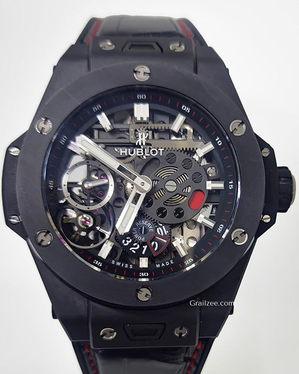 Hublot Big Bang "Meca-10 Black Magic" 45MM Skeleton Dial Leather/Rubber Strap (414.CI.1123.RX)