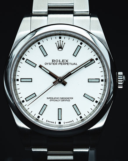 2019 Rolex Oyster Perpetual 39MM White Dial Oyster Bracelet (114300)