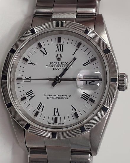Rolex Oyster Perpetual Date 34MM White Dial Oyster Bracelet (15210)