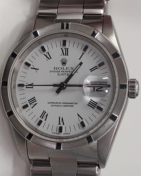 Rolex Oyster Perpetual Date 34MM White Dial Oyster Bracelet (15210)