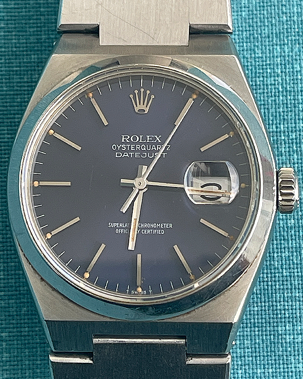 1979 Rolex Datejust Oysterquartz 36MM Quartz Blue Dial Steel Bracelet (17000)