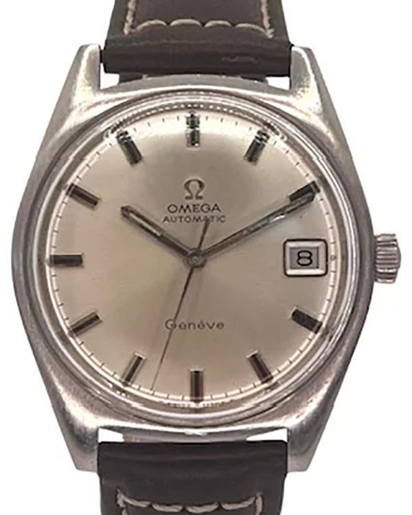 Omega Geneve Vintage 34MM Silver Dial Leather Strap (166.041)