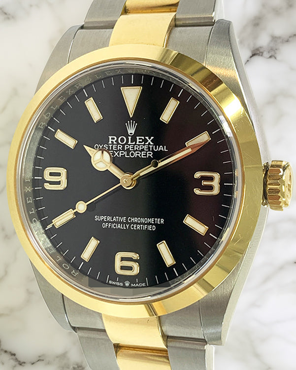 2022 Rolex Explorer 36MM Black Dial Two-Tone Oyster Bracelet (124273)