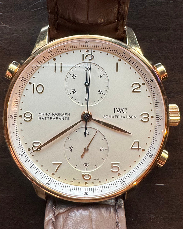 IWC Schaffhausen Portuguese Chronograph 40.9MM Silver Dial Leather Strap (IW371480)