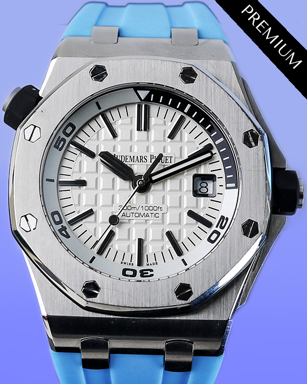 2019 Audemars Piguet Royal Oak Offshore Diver 42MM White Dial Aftermarket Rubber Strap (15710ST.OO.A002CA.02)