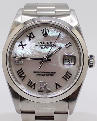 Rolex Oyster Perpetual Date 34MM Aftermarket Mother of Pearl Dial Oyster Bracelet (15200)