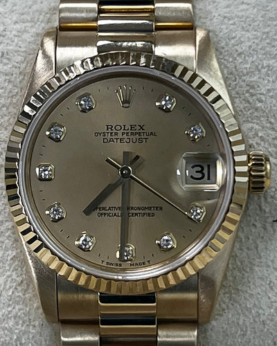 Rolex Datejust 31MM Champagne Dial Yellow Gold President Bracelet (78278)