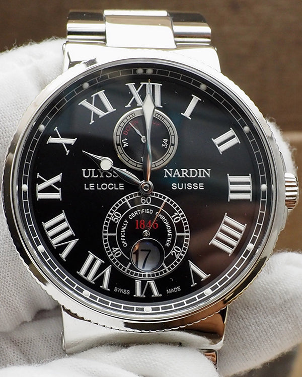 Ulysse Nardin Marine Chronometer 43MM Black Dial Steel Bracelet (263-67)