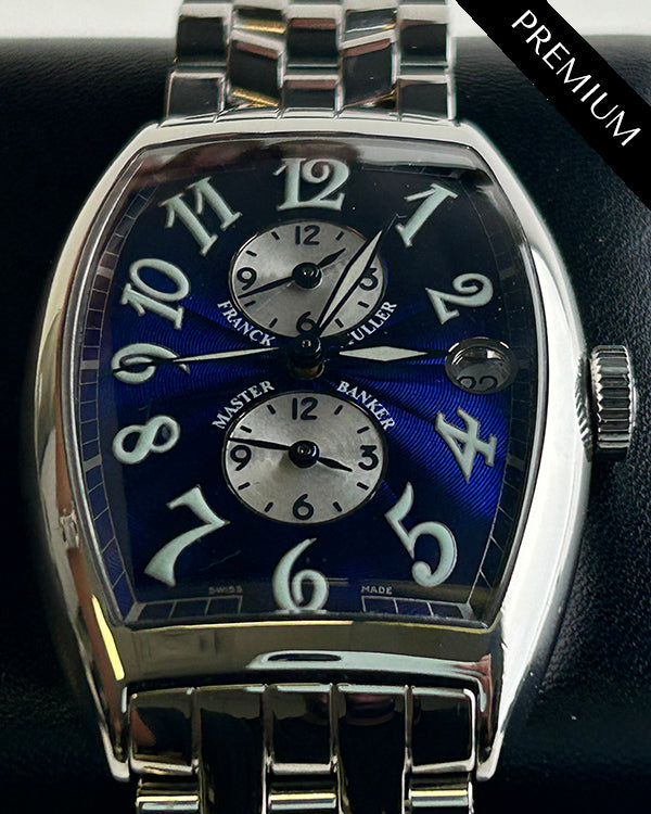 Franck Muller Master Banker 34MM Blue Dial Steel Bracelet (6850 MB)