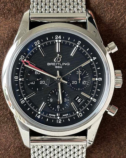 2017 Breitling Transocean Chronograph GMT L.E. 43MM Black Dial Steel Bracelet (AB045112/BC67)