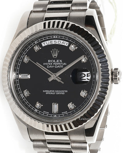 2013 Rolex Day-Date II 41MM Black Dial President Bracelet (218239)