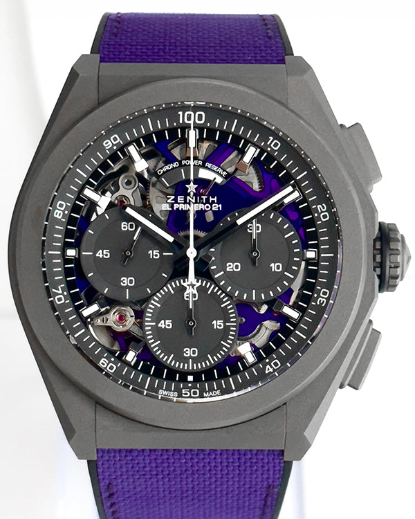 2020 Zenith Defy 21 Ultraviolet 44MM Skeleton Dial Textile Strap (97.9001.9004/80.R922)