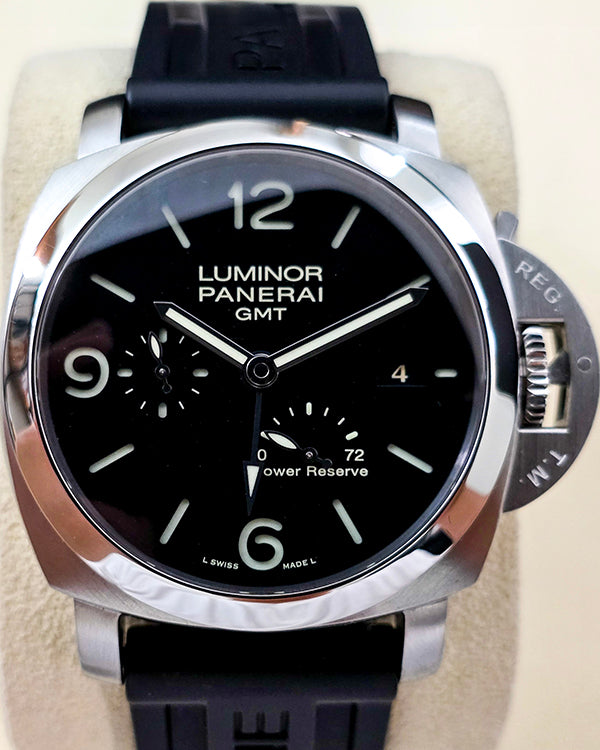 No Reserve - 2015 Panerai Luminor 1950 3 Days GMT Power Reserve Automatic 44MM Black Dial Rubber Strap  (PAM00321)