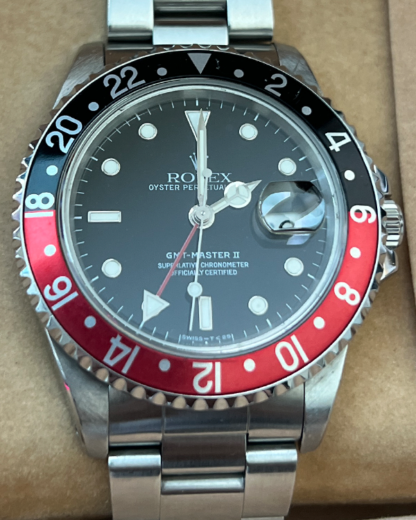 1996 (X Serial) Rolex GMT-Master II "Coke" Vintage 40MM Black Dial Oyster Bracelet (16710)