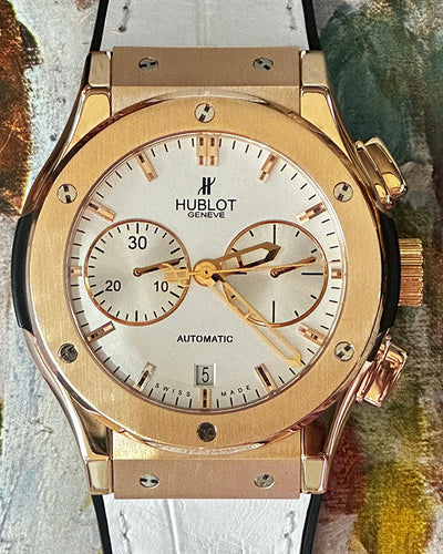 2020 Hublot Classic Fusion Chronograph 45MM Silver Dial Aftermarket Leather Strap (521.OX.2610.LR)