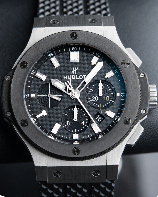 Hublot Big Bang 44mm Steel Automatic Chronograph Ceramic Black Carbon Dial Watch (301.SM.1770.RX)