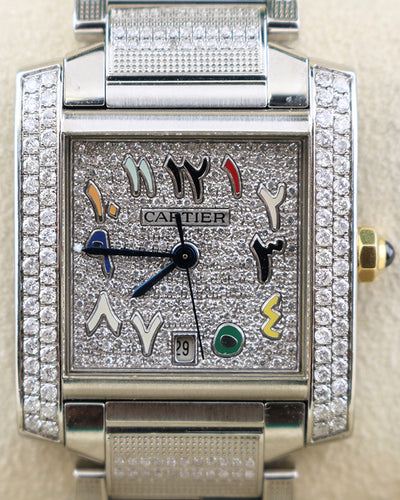 Cartier Tank Française De Cartier 28MM Aftermarket Diamond Dial Steel Bracelet (2302)