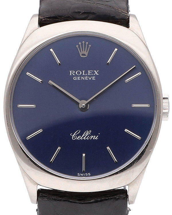 Rolex Cellini 25MM Blue Dial Leather Strap (4129/9)