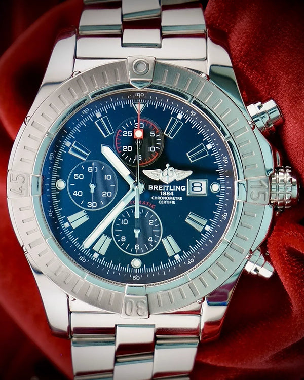 2009 Breitling Super Avenger 48MM Black Dial Steel Bracelet (A13370)