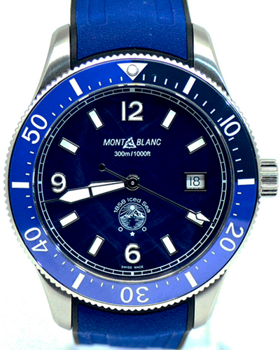 2023 Montblanc 1858 Iced Sea 41MM Blue Dial Rubber Strap (129370)