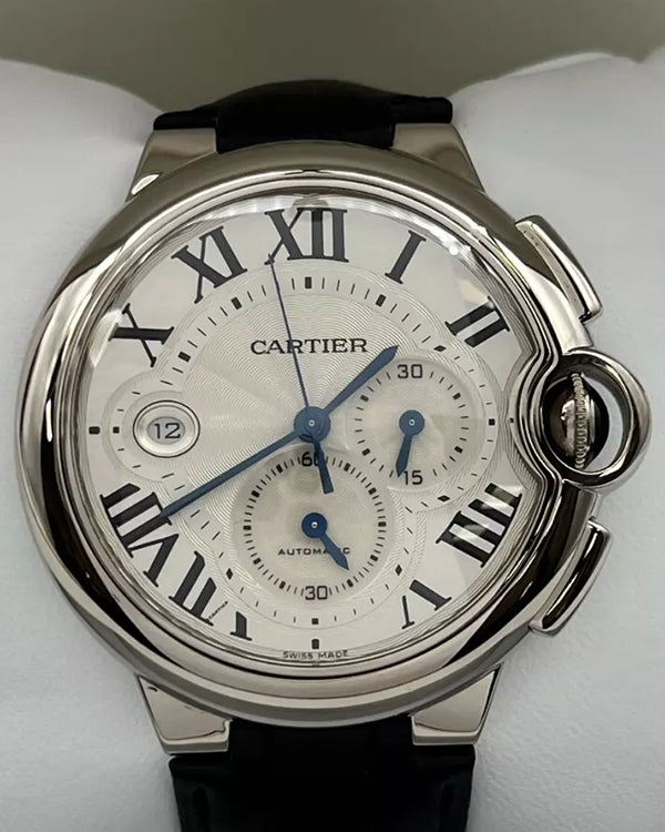 2019 Cartier Ballon Bleu 42MM Silver Dial Leather Strap (W6920005)