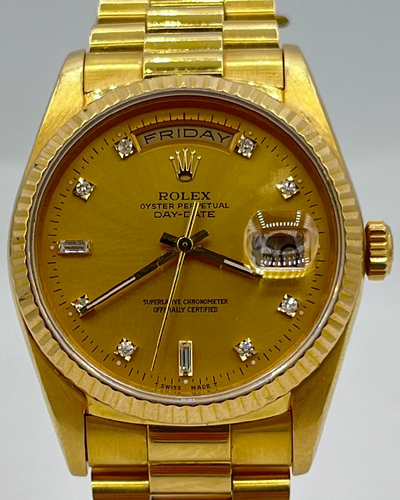 Rolex DayDate 36 36MM Champagne Dial President Yellow Gold Bracelet (18238)