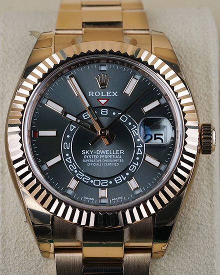2020 Rolex Sky-Dweller 42MM Grey Dial Rose Gold Oyster Bracelet (326935)